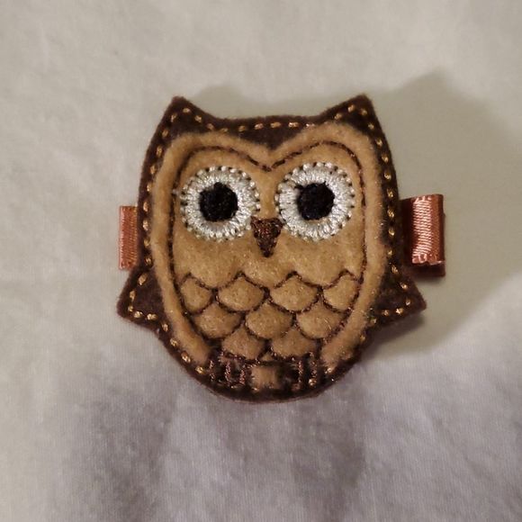 NEW BROWN FELT OWL HAIR CLIPPY - Picture 1 of 2